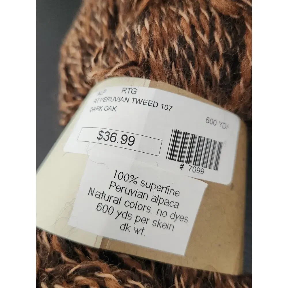 Robin Turner Peruvian Tweed Yarn Lot Alpaca DK Dark Oak 600 Yds Lot Of 2